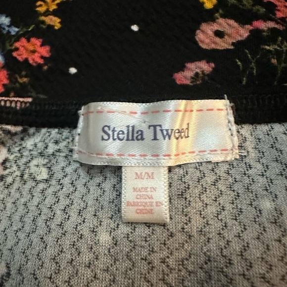 Stella Tweed black bow cutout crop top blouse adjustable straps floral print SZM - Picture 5 of 6